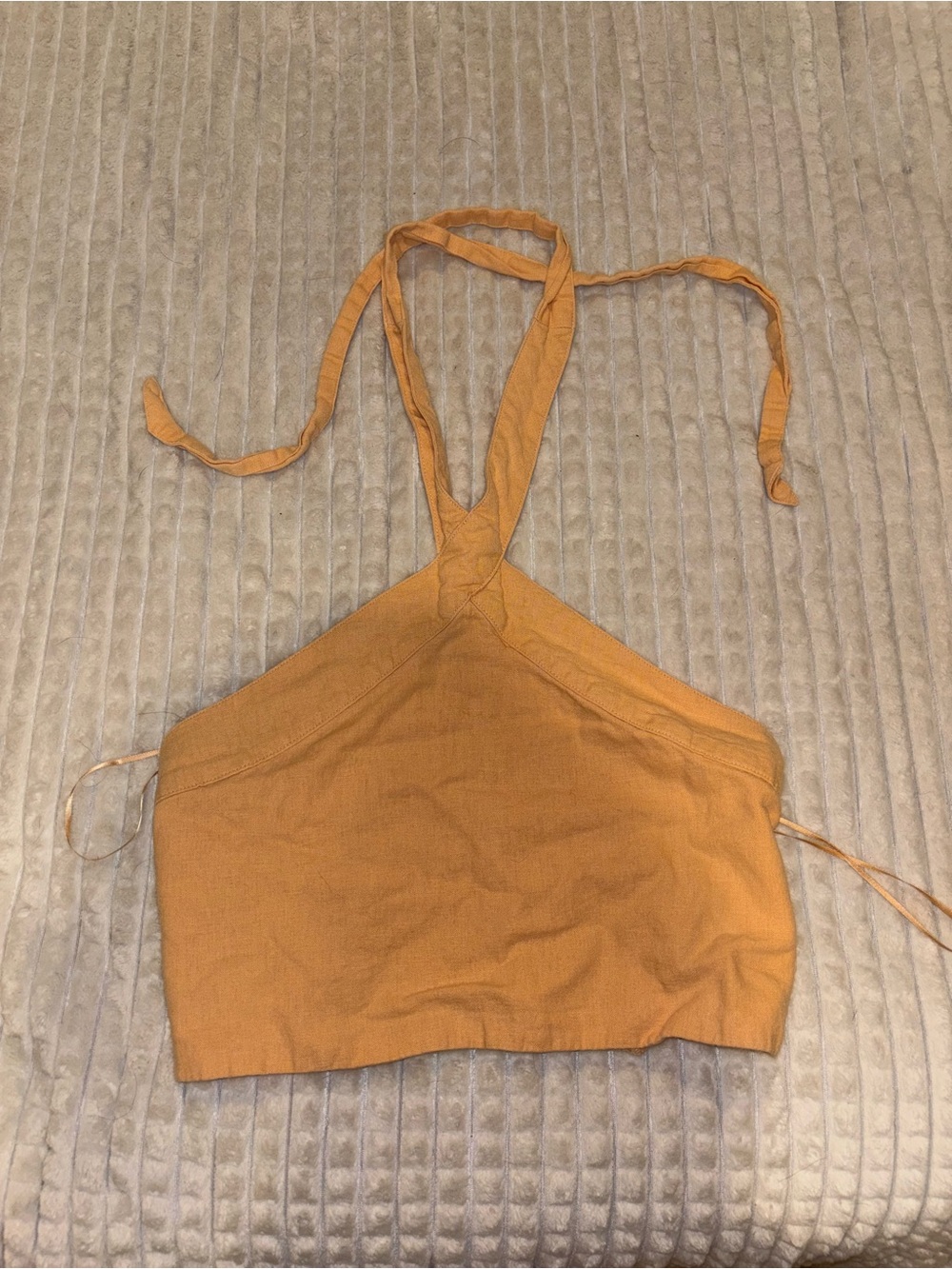 Abercrombie & Fitch Mustard Textured Halter Top